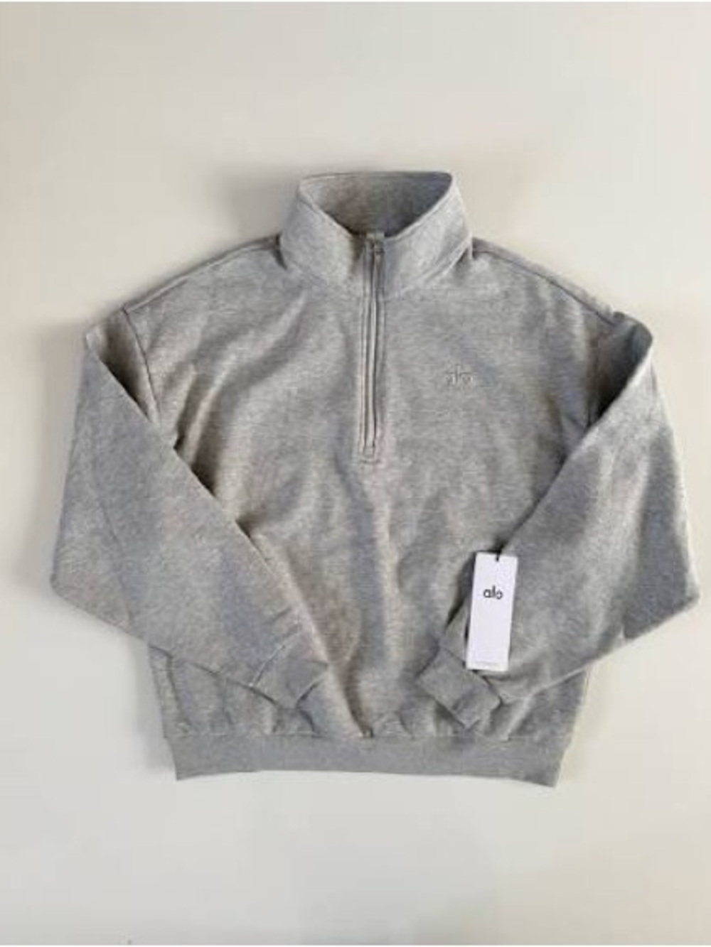 ALO Yoga Men’s Quarter-Zip Pullover Sweater in Heather Gray